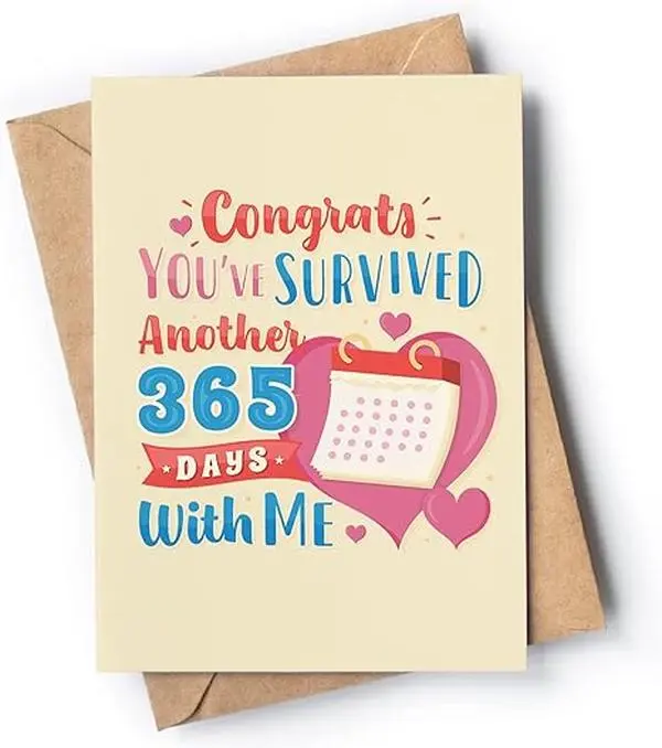 Anniversary Cards for Husband - Funny Anniversary Cards for Wife - Wedding Anniversary Card for Him - Happy Anniversary Card for Couple - Valentine’s Day Card for her - Congrats