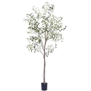 Phimos Artificial Olive Tree Tall Fake Potted Olive Silk Tree with Planter Large Faux Olive Branches and Fruits Artificial Tree for Modern Home Office Living Room Floor Decor Indoor