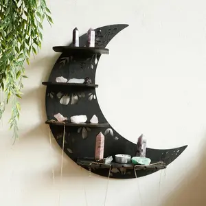 Moon shaped wooden shelf for bedroom, living room or household decor
