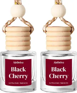 Car Air Freshener Black Cherry 2 Pack Hanging Air Freshener Diffuser, Cute Car Accessories Air Freshner for Women & Men Gift Non-Toxic Car Scent Long Lasting Oil Diffuser Made in USA