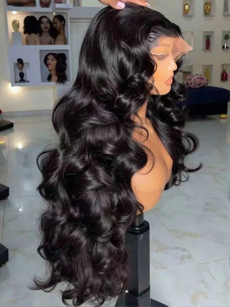 [HOT SALE] 13X4 13x6 Lace Front Wigs Human Hair 180 Density HD Swiss Lace Body Wave Wig Frontal Human Hair Wigs Pre Plucked Natural Hairline No Shedding No Tangling Glueless wigs for Women Black Wig