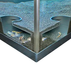 Aquarium Underground Two Hole Corner Cave | Viewing Fish & Shrimp Tunnel | Fish Tank Undergravel Hide Decor Decoration Hideout Perfect For Corydora Catfish, Kuhli Loach, Pleco, Betta Fish