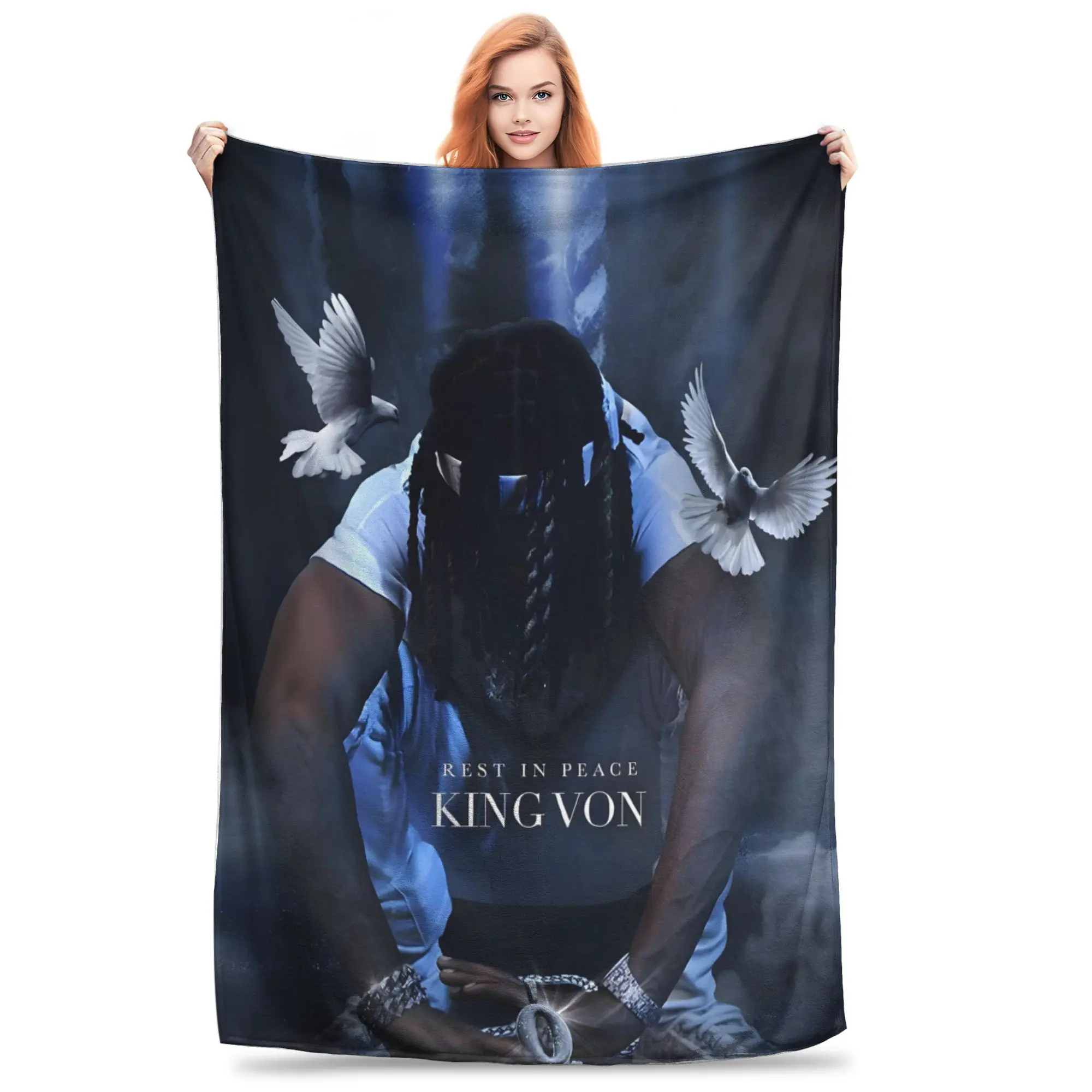 King Von Illustrated Character Blanket - Super Soft, Comfortable Home Decor Blanket, Ideal for Picnics, Illustrated Character Blankets
