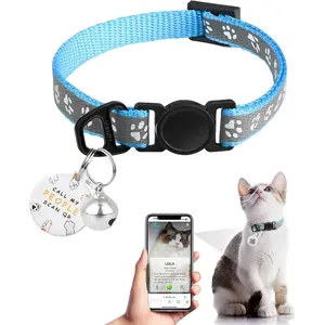Cat Collar Breakaway with QR Code Name Tag Reflective Kitten Collars with Bell Ultra-Durable Adjustable Quick Release Fits Most Cats 8''-13.3''