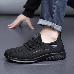 Premium Men's Breathable Lightweight Knit Running Shoes Low-Top Lace-Up Design with Ventilated Mesh Durable PU Fabric for Outdoor Jogging Gym Training & Casual Wear Workout Sneakers