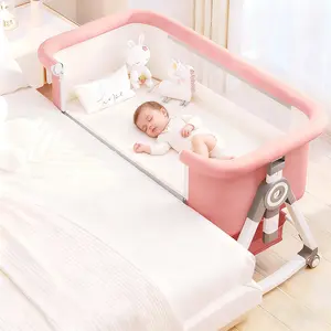 Luxury 3 in 1 Baby Bassinet Bedside Sleeper for Newborn 0–6 Months, Adjustable Height Portable Crib with Wheels & Mosquito Net, Breathable Mesh, Premium Mattress & Storage Basket