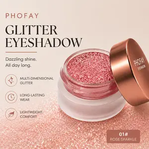 PHOFAY Glitter Mashed Potatoes Eyeshadow Palette - 8 Versatile Shades, Iridescent Chrome Diamond Finish, 15HR Long-Lasting Fade-Resistant, Silky-Blendable, 5g/Jar, Beginner-Friendly, Brightening, Sensitive-Skin Safe, for Daily & Creative Makeup