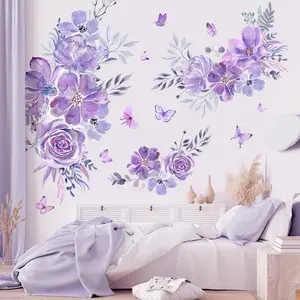 Floral & Butterfly Pattern Wall Sticker, 8 Sheets/Set Self-adhesive Removable Wall Decal, Decor Sticker For Home Living Room Bedroom Adhesive Stickers