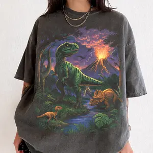 Vintage Jurassic Dinosaur 90s Graphic T-Shirt, Retro T-Rex & Triceratops Shirt, 90s Prehistoric Graphic Tee, Dino Top, Nostalgia Nature Gift