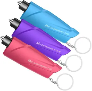 Window Breaker Seatbelt Cutter,3-in-1 Mini Glass Breaker, 3 Pack Car Escape Tool for Land and Underwater,Keychain Car Emergency Tool（Pink/Purple/Sky Blue）