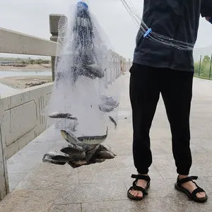 DRASRY Saltwater American Fishing Cast Net 3/8inch Mesh Size for Live Bait Shrimp Trap Fish Heavy Duty Sinkers Throw Net 3FT/4FT/5FT/6FT/7FT/8FT/9FT/10FT Radius bait caster fishing equipment