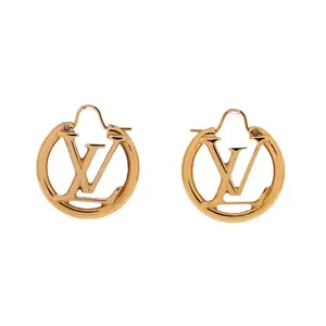 Pre-owned Louis Vuitton Louise Hoop Earrings Metal PM by Rebag