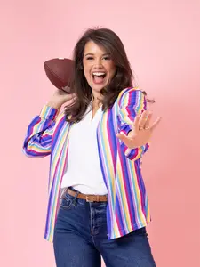 Vertical Stripe Cardigan by DD Design | S-3XL