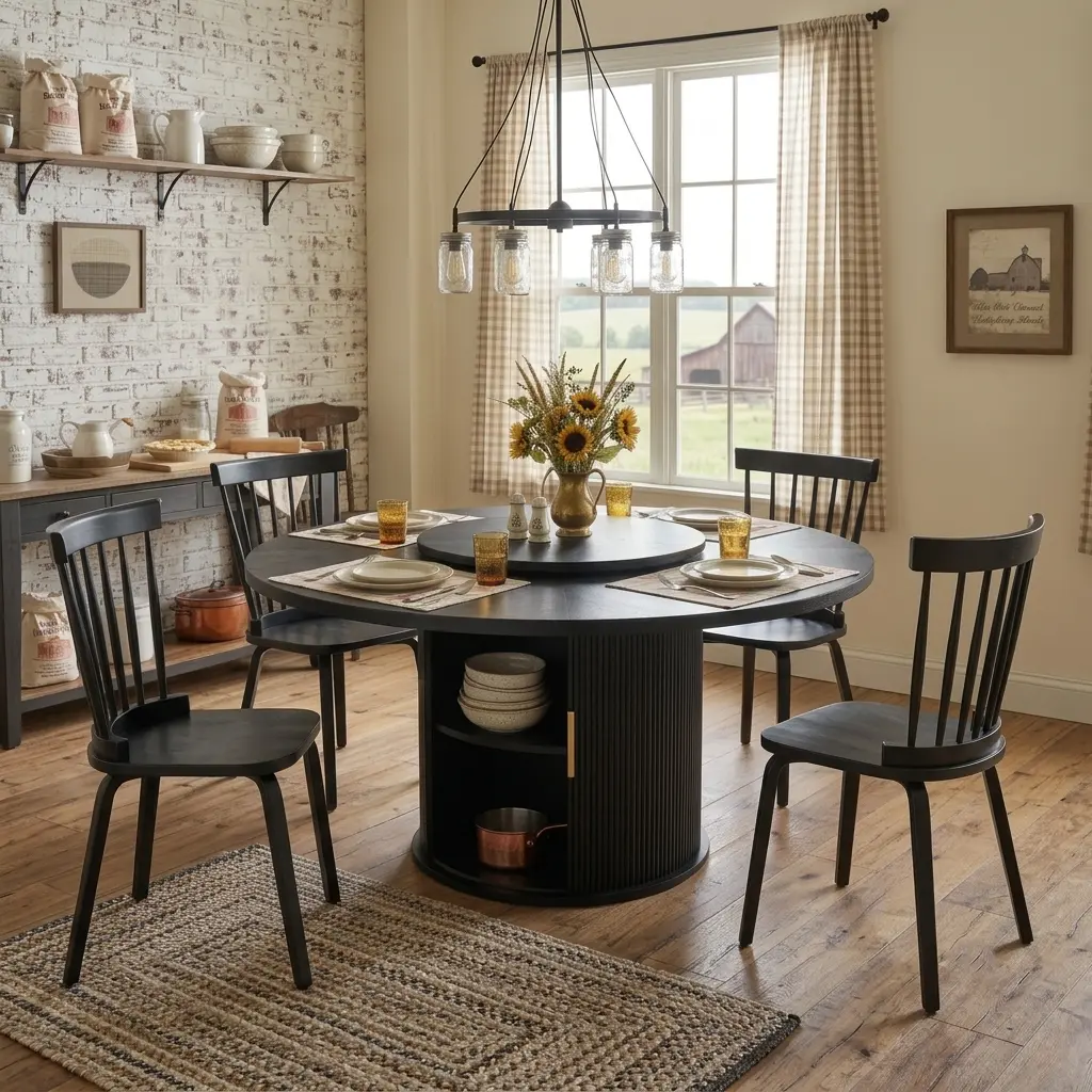 Windsor Chairs Set of 4, Solid Wood Indoor Furniture Chair Combo with Spindle Back & Widen Seat, Mid-Century French Country Farmhouse Style, 260 lbs Capacity for Kitchen & Living Room, Black