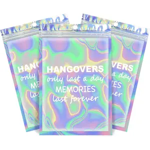 Hangover Kit Bags 20 count Holographic Hang Over  Bags Bachelorette Party Supplies  Bag for Bridal Shower Party Favors 5X7 (HANGOVER MEMORIES)