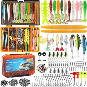 137PCS Fishing Lures Kit with Tackle Box, Crankbaits, Spoons, Hooks, Weights & Accessories, Freshwater Bass Fishing Bait Set, Fishing Bundle, Gift for Men