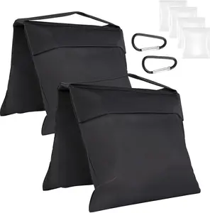 2 Pack Sand Bags, Black Sand Bags for Weight, Heavy Duty Sandbags for Umbrella Base, Photography Video Equipment, Light Tripod, Fishing Chair, Sports, Backdrop Stand, Camping, Tent