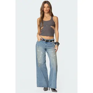 Paint Splatter Low Rise Baggy Jeans