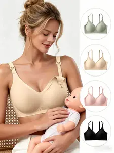 Four-Pack Pregnancy Nursing Bras for Women, Maternity Bra, Anti-Sagging, Postpartum Breastfeeding, Front-Opening, Plus Size, Comfortable Bra Set