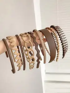 9pcs/set Multicolor Women's Simple Style Hollow out Design Hair Hoops, Casual Trendy Plain Hair Hoops, Fashionable Hair Accessories for Women & Girls for Hairstyle Decoration, Headbands