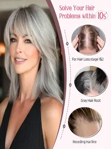 Platinum Blonde Human Hair Topper, Silk Skin Base Lace Closure, Clip-In Design, Natural Look, Suitable for All Occasions
