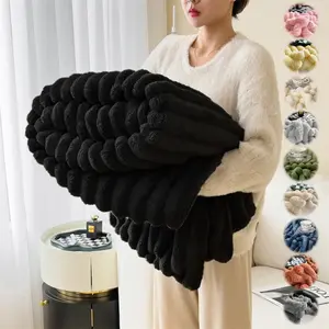 Comfrt Ultra Soft Solid Microfiber Throw Blanket with Classic Stripe Pattern for Cozy Comfort & Enhanced Durability for Stress & Anxiety Swaddle the Pet, and Christmas Gifts Soft Blankets,Christmas Gifts For GF