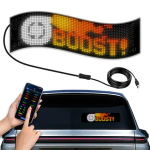 LED Flexible Display Screen 20x96 Two-Pack Modern Tech Style Bluetooth Connected Smart Full-Color Car Sticker High Pixel Brightness Editable Text Images Ultra-Thin Waterproof Damage-Free with Charger remote control USB cable