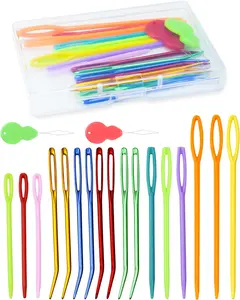 Yarn Needles Set, 19 Pcs, Assorted Yarn Needles Bent Tapestry Needle Weaving Needle Darning Needles Plastic Needles Large Eye Blunt Knitting Needles for Sewing Crochet 03