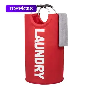 Laundry Basket with Handle, Collapsible Round Laundry Hamper, Foldable Dirty Clothes Storage Organizer for Home Bedroom, Bathroom and Laundry Room, Waterproof Laundry Basket #GLOBAL PICKS