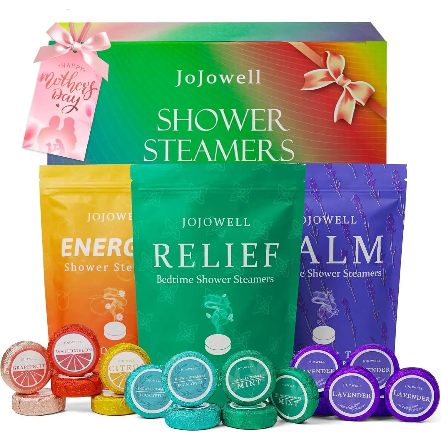 Aromatherapy Shower Steamers - 18-Pack Natural Essential Oil Lavender Bath Products, Solid Form with Multiple Scents, Body Care Routine Home SPA Gifts for Women, Ideal for Birthday, Mother's Day from Kids, Shower Products