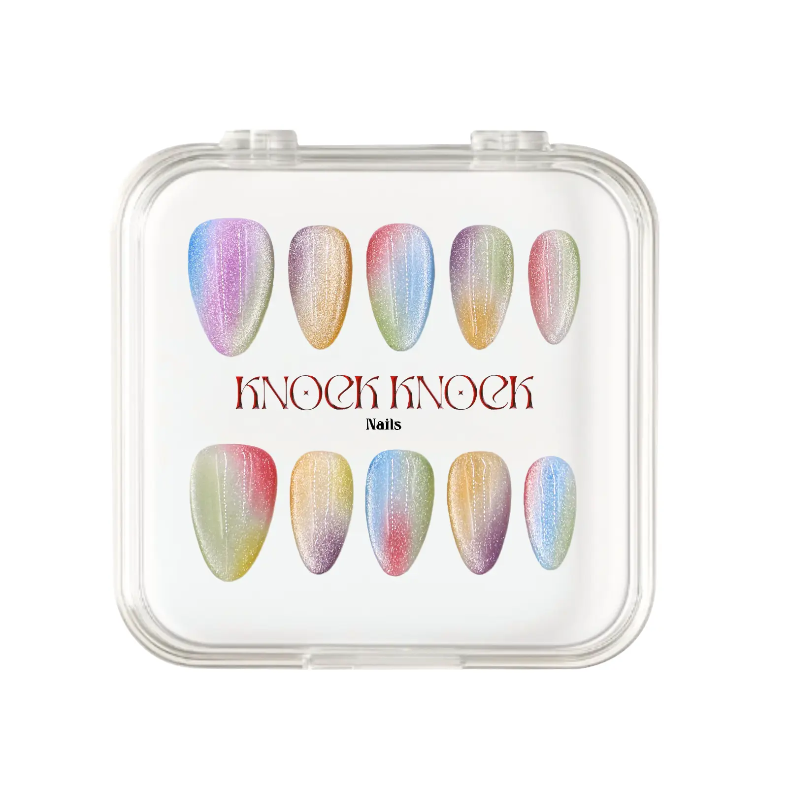 KNOCK.KNOCK NAILS 2026 | Rainbow Candy｜10PCS 100% Handmade Press-on Nails