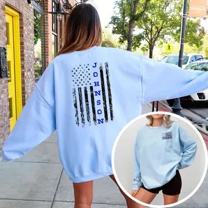 Custom Police Sweatshirt Thin Blue Line Police Flag Personalized Police Gift for Police Wife Mom Police Dad Police Officer Captain Husband