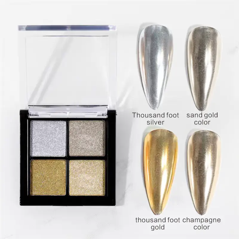4-Color Solid Magic Glitter Dip Powder, Super Bright Holographic Shine for Nail Salon & DIY Use, Chic Holiday Christmas Gift (Compatible with Nail Polish, Gel Polishing), Diy Nails