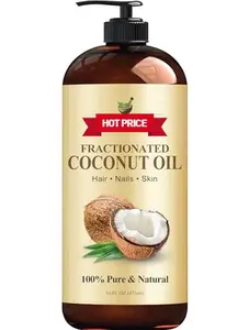 Blends Fractionated Coconut Oil - 16 Fl Oz - 100% Pure and Natural - Premium Grade Carrier Oil for Skin, Hair and Body - Massage - Hair Tonic, gift for her and him, couple gift, meaningful gift