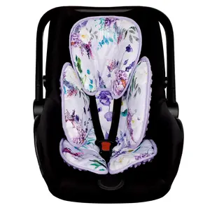 2 in 1 Infant Car Seat Insert, Car Seat Head Support Baby Girls Boys, Soft Newborn Carseat Insert Cushion, Perfect for Carseats, Strollers, Swings (Purple Flower)