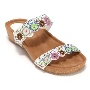 Azura by Spring Step Embellished Platform Slide Sandals- Bahama