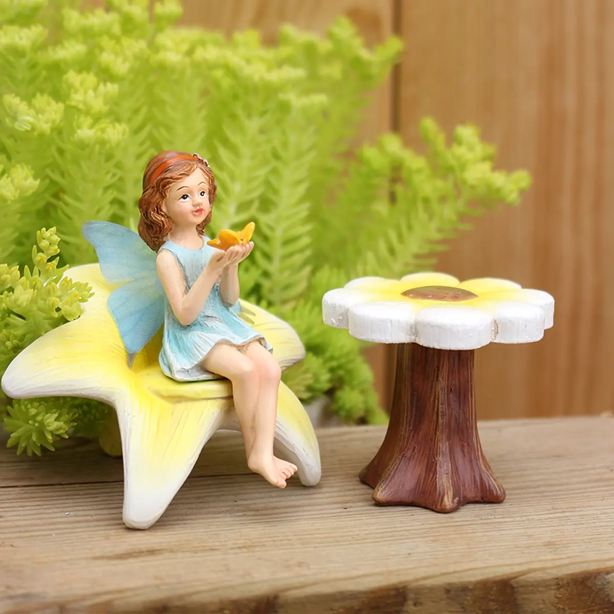 3pcs Fairy Garden Resin Statues, Magic Flower Bench, Outdoor Bonsai Decor, Easter Holiday Gift, Portable Fantasy Gardening, Garden Accessories, Garden Sculptures and Decor