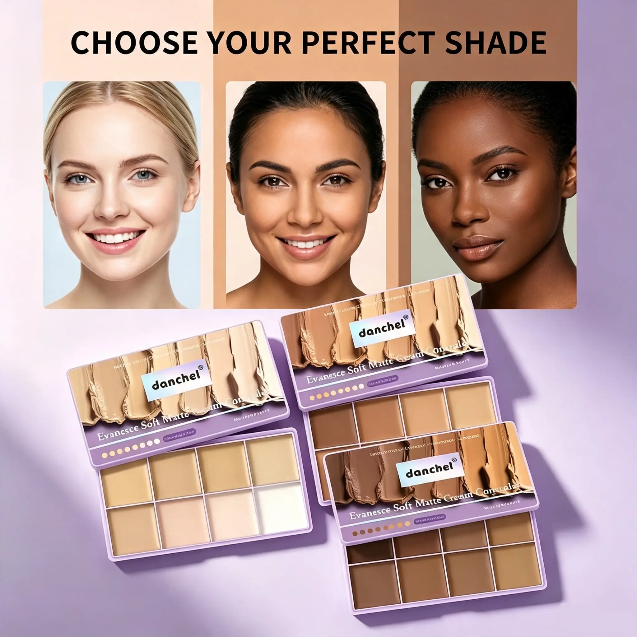 8 Shade Cream Concealer Palette, Soft Matte Color Corrector Contour Highlighter, Waterproof Buildable Full Coverage Concealer, Covers Dark Circles Blemishes Tattoo, Longwear Face Makeup for All Skin Tones