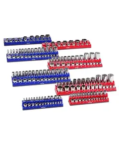 VEVOR Magnetic Socket Organizer Set, Various specifications, Socket Trays Blue & Red for Metric SAE Socket Organizers Magnetic and non-magnetic