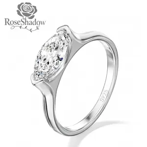 ROSESHADOW 1CT Moissanite Ring for Women Marquise Synthetic Moissanite Eternity Engagement Ring D Color VVS1 Promise Rings Daily Wear Birthday Jewerly Gift