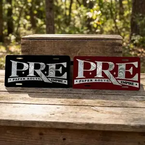 2 Styles PRE Paper Route Empire Vanity License Plate, Young Dolph Music Label Front Tag, Hip Hop Car Accessory, Gift for Rap Fans, Made in USA, 12x6 Metal Plate, Memphis Rap Decor, Custom Novelty Plate