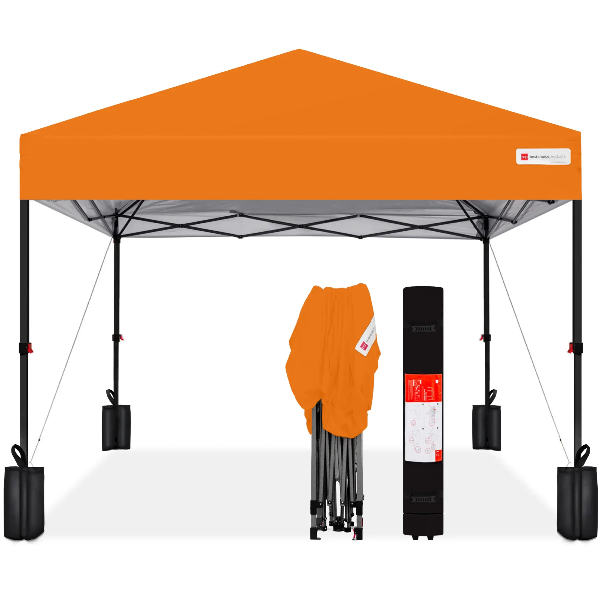 Best Choice Products 8x8ft Easy Setup Pop Up Canopy w/ 1-Button Setup, Wheeled Case, 4 Weight Bags