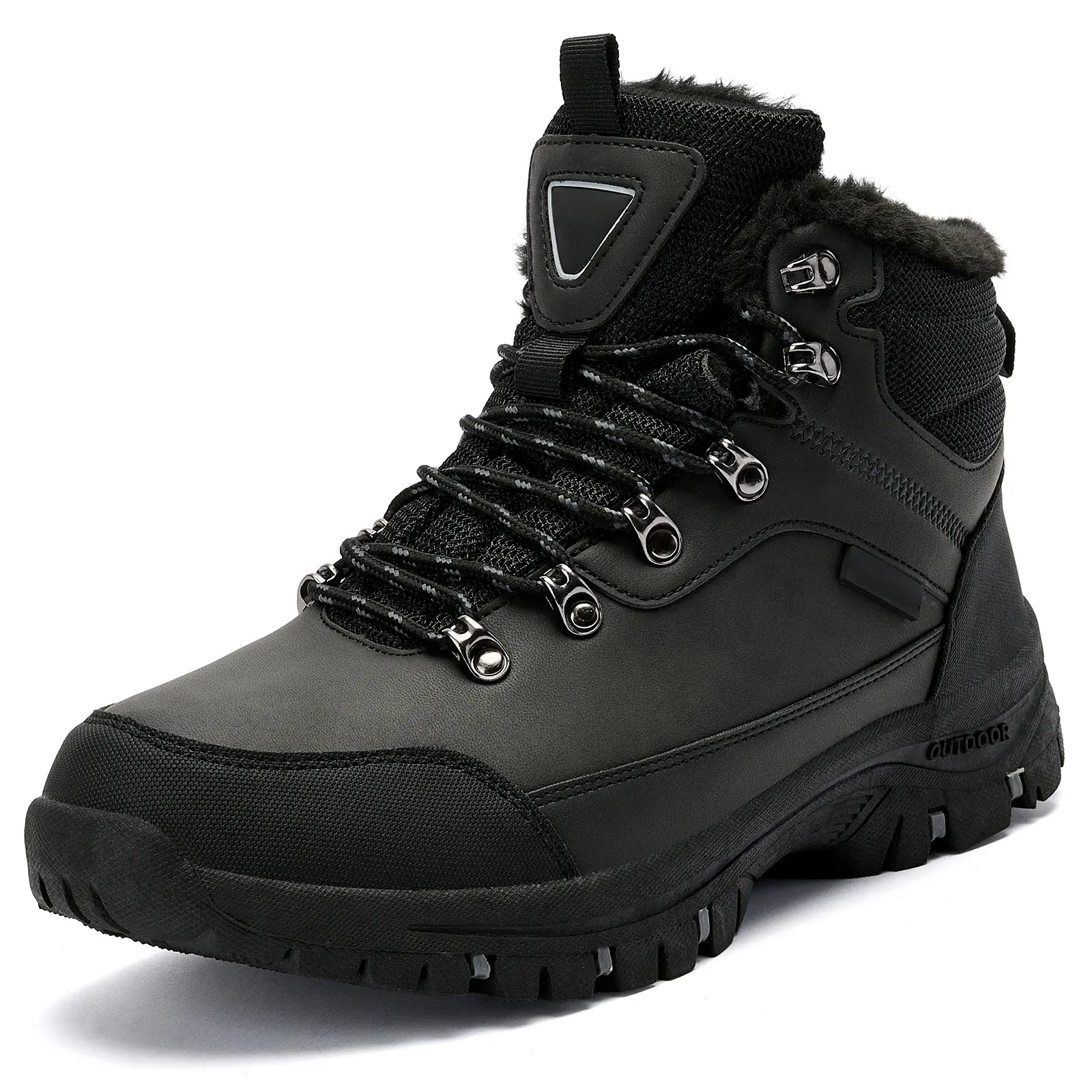 Mens Winter Boots Casual Lightweight Snow Boots Warm Fur Lined Hiking Boots Water-Resistant Comfortable Ankle shoes Outdoor Walking