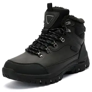 Mens Winter Boots Casual Lightweight Snow Boots Warm Fur Lined Hiking Boots Water-Resistant Comfortable Ankle shoes Outdoor Walking