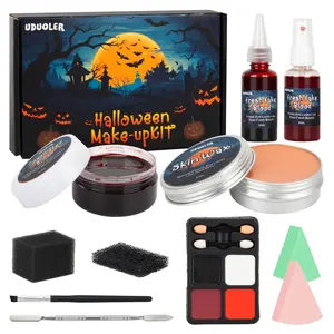 Special Effects SFX Makeup Kit-Bruise Makeup Face Body Painting Palette,Scar Wax with Spatula Tool,Fake Blood Splatter Spray,Coagulated Blood,Stipple Sponge,Makeup Sponges for Halloween Cosplay