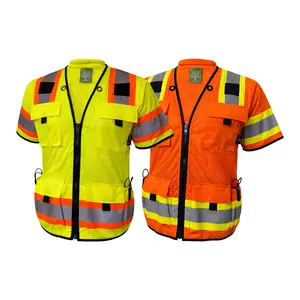 FX Safety Class 3 Hi Visibility Yellow Safety Vest with 6 Pockets/ ANSI Rated Class 3 Safety vest / Great for Construction work sites,  Road Work, Warehouse work, and airport