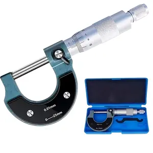 Precision Metalworking Micrometer 0-25mm, Easy-Grip Texture, Ratchet Stop + Lock Nut, Ideal for DIY Builders, Mechanics & Workshop Measuring