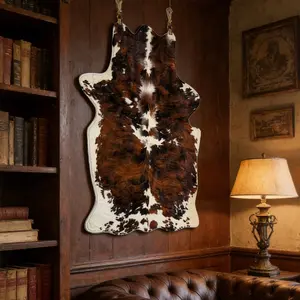Vintage Faux Leather Tapestry, American Country Cow Pattern Wall Decor, Casual Living Room Soft Furnishing, Home Background Wall Decoration, Wall Hanging Tapestry