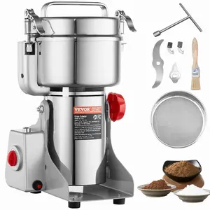 VEVOR 2000g Electric Grain Mill Grinder, High Speed 3400W Commercial Spice Grinders, Stainless Steel Pulverizer Powder Machine, for Dry Grains Spices Cereals Coffee Corn Pepper, Swing Type