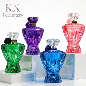 Luxury Gemstone Perfume Set for Him & Her, 5-Piece Crystal Eau de Parfum Bundle, Ruby Red, Emerald Green, Twilight Amethyst, Pink Crystal & Sapphire Blue Bottles, Long-Lasting Gift Set